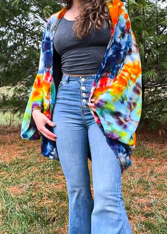 Free Size Tie Dye Cocoon Duster