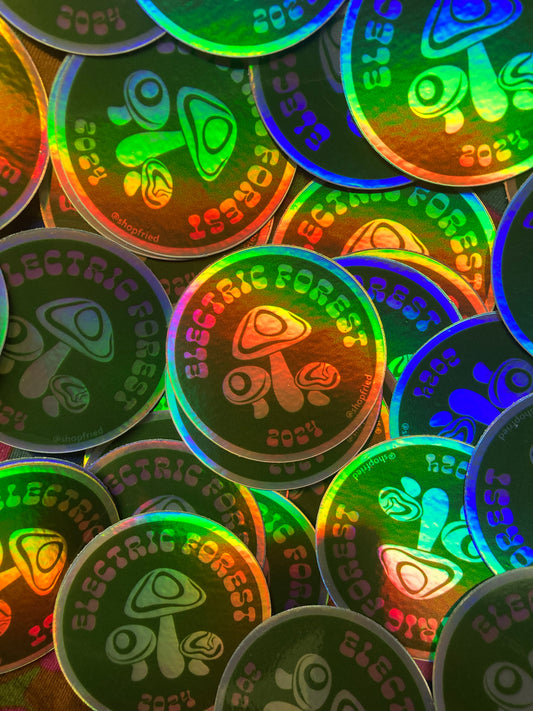 2"x2" Holographic Electric Forest 2024 Stickers
